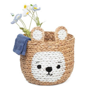 Handmade Water Hyacinth <b>Bear</b> Storage Basket <b>Cute</b> Animal Toy Organizer Nursery Decorative Basket Eco Friendly Home Storage - Product Image 5