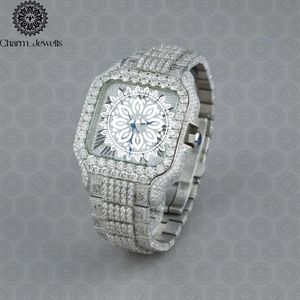 Montre de luxe pour homme Charm_Jewells en acier inoxydable, boîtier de 30 mm, mécanique, accents de diamants, bracelet en acier inoxydable, verre, style Hip Hop, 10 bars - Product Image 2