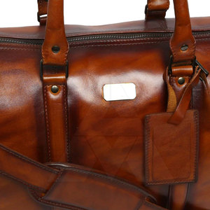 Men's Genuine Leather <b>Duffel</b> <b>Bag</b> with Adjustable Strap 30-40L Zipper Closure Casual Travel <b>Bag</b> - Product Image 6