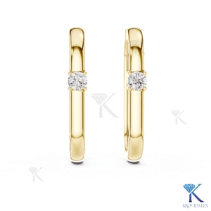 Lab Grown CVD Diamond Solitaire Round Brilliant Cut <b>Hoop</b> <b>Earrings</b> Luxury Minimalist 14K <b>Solid</b> Gold Women's Wedding Party Jewelry - Product Image 2