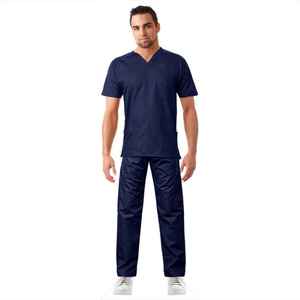 Professional Men's Medical Scrub <b>Set</b> V-neck Short Sleeve Tops and Pants Hospital Nurse Uniform Surgical <b>Doctors</b> Workwear Suit - Product Image 1