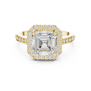 แหวนแต่งงานเพชรทรง Asscher 2 กะรัต ดีไซน์คลาสสิค รุ่น Halo ทองคำแท้ 14k พร้อมใบรับรอง IGI ระดับ E VS1 เพชรเพาะเลี้ยงสำหรับผู้หญิง - Product Image 1