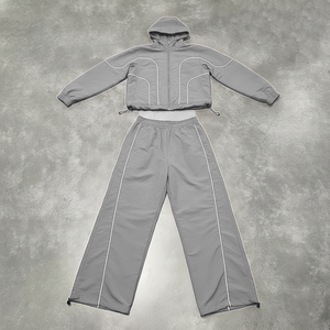 Conjunto de Chaqueta Cortavientos con Capucha Personalizada para Invierno, Talla Grande, Estilo Deportivo, Ropa para Hombre y Mujer, Estilo Urbano Premium, Lavado Ácido - Product Image 2