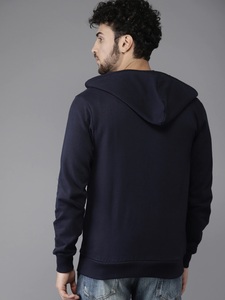 Sudadera con Capucha Azul Marino para Hombre, Corte Regular, Informal, de Algodón Tejido, con Cierre y Bolsillo, para Otoño - Product Image 2
