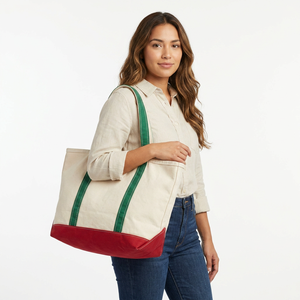 Sac fourre-tout en toile bleu clair pour femmes, grande capacité, tendance et polyvalent, avec logo personnalisé, sac à main en toile de coton pour le shopping et les voyages - Product Image 5