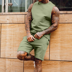 BOBBIN INDUSTRIES Best Manufacturer Hot Custom Men's Summer Casual Sleeveless Fitness <b>Sets</b> Solid Plus Size Men's Tank Tops <b>Sets</b> - Product Image 4