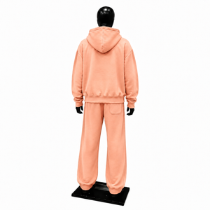 Peach Graphic Tracksuit Mens Premium Streetwear <b>Full</b> <b>Zip</b> <b>Hoodie</b> And Relaxed Jogger Pants Matching Set Urban Fashion Two Piece - Product Image 2