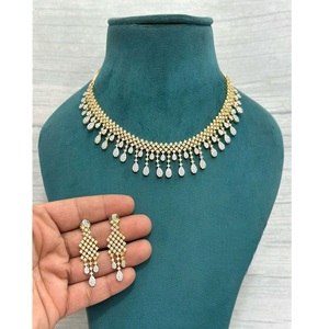 Fashionable CZ Premium Quality Dual Tone <b>Gold</b> Finish Necklace <b>Set</b> With <b>Earrings</b> for Party Wedding Wear Collection For Women - Product Image 1