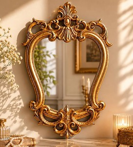 Miroir mural doré, 14,96x9,65 pouces, miroir de vanité décoratif classique de style baroque - Product Image 3