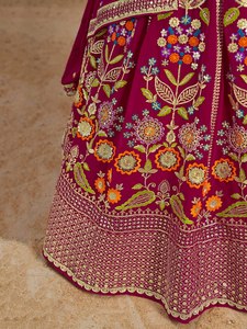 Ensemble de lehenga choli en georgette pour femmes, lehenga brodé de fleurs et de zari avec dupatta, tenue de fête de mariage - Product Image 6
