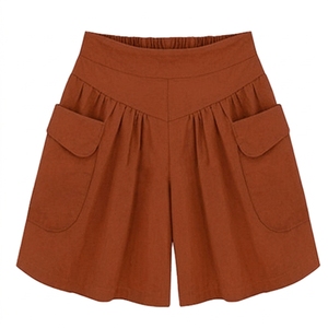 Shorts d'été femme M-6XL 2025 coupe trapèze couleur unie taille haute ample jambe large grande taille décontracté grandes poches haute qualité - Product Image 5
