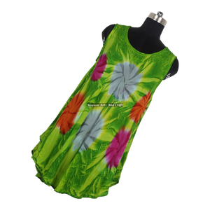 Vestido largo maxi tie-dye estampado para mujer, estilo bohemio gitano, de rayón, para noche, modelo paraguas, Colección Verano 2026 - Product Image 4