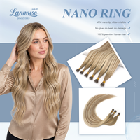 Ekstensi Rambut Lanmuse Hair Nano Ring Nano Tip Tak Terlihat Double Drawn 100% Rambut Asli Rusia Grosir Salon