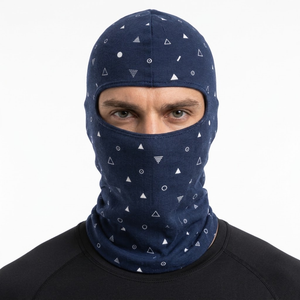 Pasamontañas con Estampado Personalizado Azul Marino, Diseño Geométrico Minimalista, Cubre Rostro Completo, Ropa de Invierno - Product Image 3