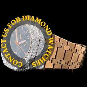 Reloj de Cuarzo de Alta Calidad con Cronógrafo, Esfera Negra, Adornado con Diamantes Moissanite, Correa de Acero Inoxidable, Precio Accesible para Hombre - Product Image 2