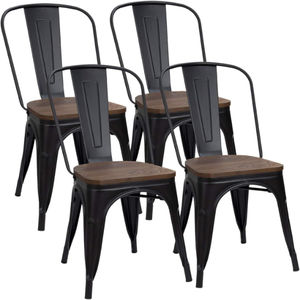 Sillas de Comedor Metálicas con Asiento de Madera, Apilables, para Uso en Interiores y Exteriores, Elegantes Sillas Metálicas para Comedor, Bistro, Cafetería - Product Image 2