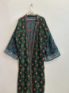 Hand Embroidered Long Boho Kimono Robe <b>Bridesmaid</b> Gift Women <b>Cover</b> <b>Up</b> - Product Image 5