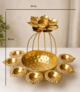Cuenco Urli Diya para Sala de Pooja, Cuenco de Metal Dorado para Pooja y Urli Decorativo para Mesa de Templo en Casa, Cuenco de Agua para Flores para Diwali - Product Image 3