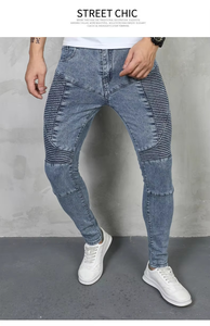 Nouveau jean décontracté pour homme, coupe droite, style urbain américain, en denim respirant, délavage clair, design cintré tridimensionnel, collection automne - Product Image 5