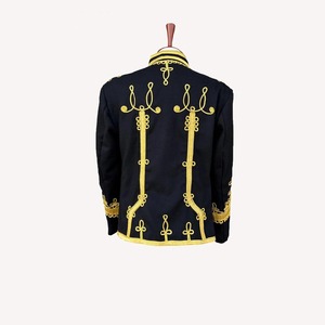 <b>Men's</b> Red Polyester Hussar Jacket With Gold Embroidery Mandarin Collar <b>Double</b> <b>Breasted</b> Formal Winter <b>Coat</b> - Product Image 2
