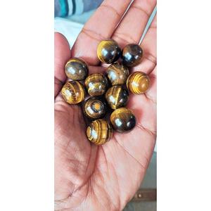 Sphère en œil de tigre jaune sculptée en gros, 15-17 mm, sans trou, sans perçage, décoration Feng Shui pour la maison, artisanat en cristal, minéraux - Product Image 1