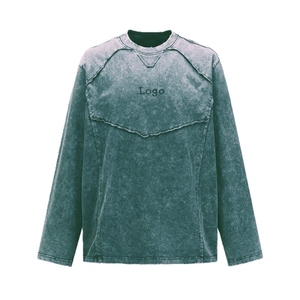 Camiseta de Manga Larga para Hombre, Cuello Redondo, Color Sólido, Transpirable, Informal, con Logotipo Frontal, Tejido de Algodón de Alta Calidad - Product Image 4