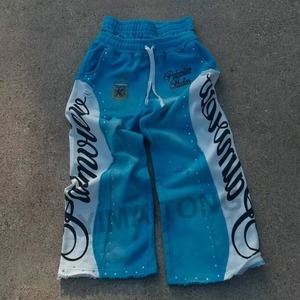 Pantalon de jogging ample en coton molletonné à double couche avec taille haute et imprimé, coupe large, pour homme, fabriqué sur mesure - Product Image 6