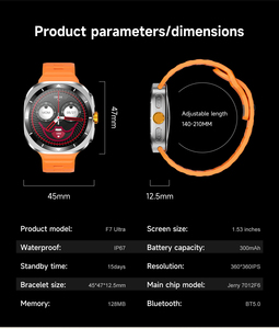 Smartwatch F7 Ultra con Controllo Salute 24/7, Bussola, Batteria Grande da 300mAh, GPS e Notifiche in Tempo Reale per Avventure all'Aperto ed Escursionismo - Product Image 6