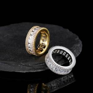 Lab Grown Diamond Baguette Eternity Band 925 <b>Silver</b> Gold Tone <b>Ring</b> <b>Mens</b> Womens Luxury Iced Wedding Anniversary Statement <b>Ring</b> - Product Image 1