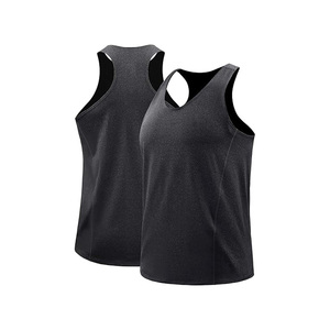 Débardeurs en polyester tricoté à séchage rapide pour hommes, couleur unie, col rond, décontractés, sans manches, en noir, gris, blanc, bleu - Product Image 3