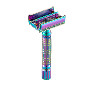 Kaamir Instruments Custom Logo Plasma Coated Rainbow Stainless Steel Handle Super Stainless Steel Blade Double Edge Safety Razor - Product Image 4