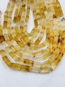 Cuentas de Cuarzo Citrino Amarillo Natural Facetadas en Forma de Tubo de 5x12mm a 6x14mm, Hilo de 14 Pulgadas, Cuentas Sueltas de Piedras Preciosas para Joyería China - Product Image 3