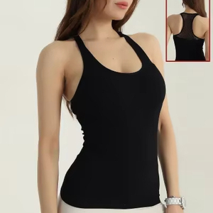 Camiseta sin mangas para mujer, color gris liso, duradera, con laterales fruncidos, estilo atlético, de algodón, al por mayor - Product Image 1