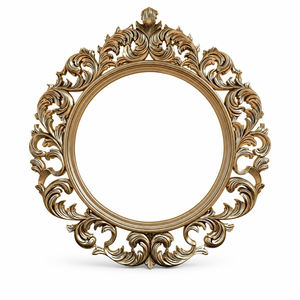 Antique Luxury Handmade Art Deco Carved Wooden Wall Mirror with Gold Beveled Edge Frame Round Decor for Home or Hotel - Product Image 4