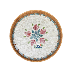 Bandeja de Ratán con Madreperla, Hecha a Mano, Decoración Natural para el Hogar, Vietnam - Product Image 1