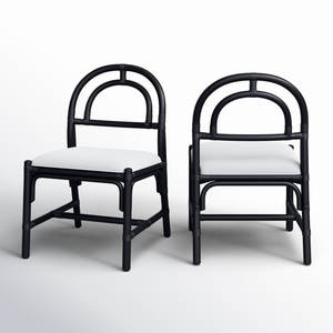 Juego de sillas de comedor de ratán arqueadas de 2 asientos tejidos para comedor - Product Image 4