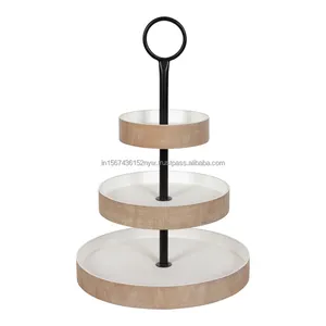 แท่นวางเค้กไม้ทรงกลมสไตล์โมเดิร์นแบบฝังตามธรรมชาติขัดเงาสำหรับงานแต่งงานงานปาร์ตี้งานอีเวนท์และบรรจุภัณฑ์สำหรับจัดแสดง - Product Image 1