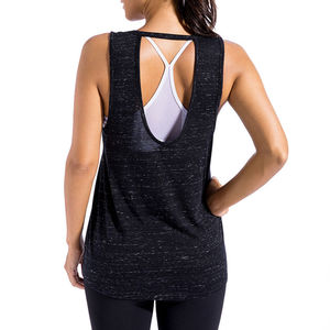<b>Women's</b> Solid Color Scoop Neck Knitted Tank Top Breathable Sporty Style Black Yoga Gym Wear Sport <b>Singlet</b> Plus Size - Product Image 2