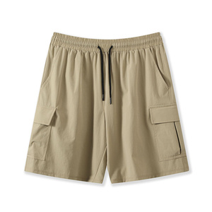 Pantalones Cortos Bermuda de Lona de Primera Calidad para Hombre, Tejido Transpirable Ecológico Digital, Cierre con Cordón, Diseño Sólido, Estilo Cargo - Product Image 5
