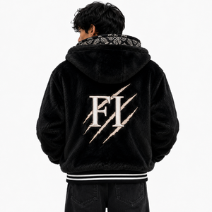Veste zippée unisexe de haute qualité avec doublure intérieure contrastante en sherpa, coupe ample, bordure en tricot côtelé, poche avant, sweat à capuche en molleton de coton pour homme, USA - Product Image 2