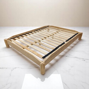 Durable Natural Rubberwood Bed <b>Frame</b> Bedroom Furniture Wooden Beds Tool-Free Easy Assembly Vietnam Manufacturer Custom Furniture - Product Image 1