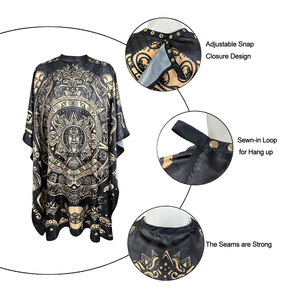 Cape de coiffure personnalisée avec motif imprimé, imperméable, fermeture à boutons, anti-adhérente aux cheveux, pour salon de coiffure et barbier - Product Image 3
