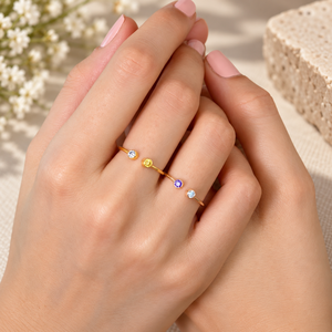 Colorful Zircon <b>Open</b> <b>Ring</b> Adjustable Stainless Steel Band Geometric Minimalist Jewelry for Women Party Wear - Product Image 3