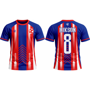 Uniformes de Fútbol Personalizados HIKSON ENTERPRISES Unisex Azul Rojo, Hermosos Uniformes Sublimados Transpirables de Poliéster para Escuela Secundaria, Servicio OEM - Product Image 6