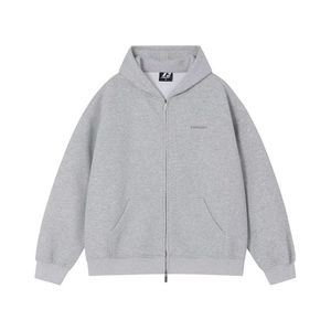 Custom Heavy Cotton Oversized Zip Up Hoodie <b>Men</b> Autumn Distressed Blank Burgundy Sweatshirt Minimalist Hooded Collar Jacket OEM - Product Image 4
