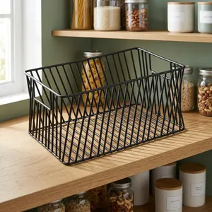 Iron Fruit <b>Basket</b> for Dining <b>Table</b> Black Handcrafted Metal Wire Fruit Bowl for Kitchen Countertop Multipurpose Storage <b>Basket</b> - Product Image 5