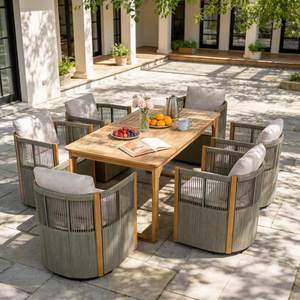 Conjunto de Muebles de Comedor de Exterior de Primera Calidad con Sillas de Cuerda para Villas de Lujo y Espacios de Hoteles - Product Image 1
