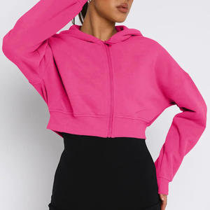 Sudadera Corta de Forro Polar Suave 100% Algodón para Mujer, con Cierre Completo y Logotipo Personalizable, para Uso Casual y a la Moda - Product Image 3