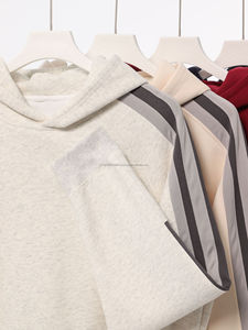 Fabricante de Ropa al por Mayor, Sudaderas Personalizadas de Mezcla de Algodón de 380 Gsm, Sudaderas Unisex Extra Grandes a Rayas - Product Image 5