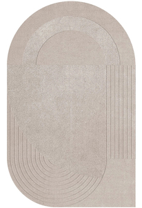 Tapis ovale de luxe en laine de Nouvelle-Zélande tufté à la main, tapis géométrique moderne et minimaliste, fabricant sur mesure - Product Image 2